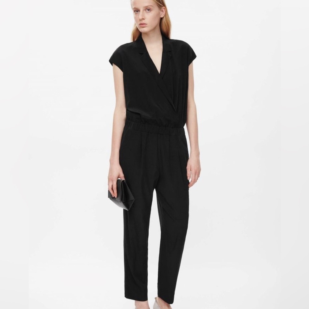 COS 100% silk Black Sleeveless Jumpsuit 6